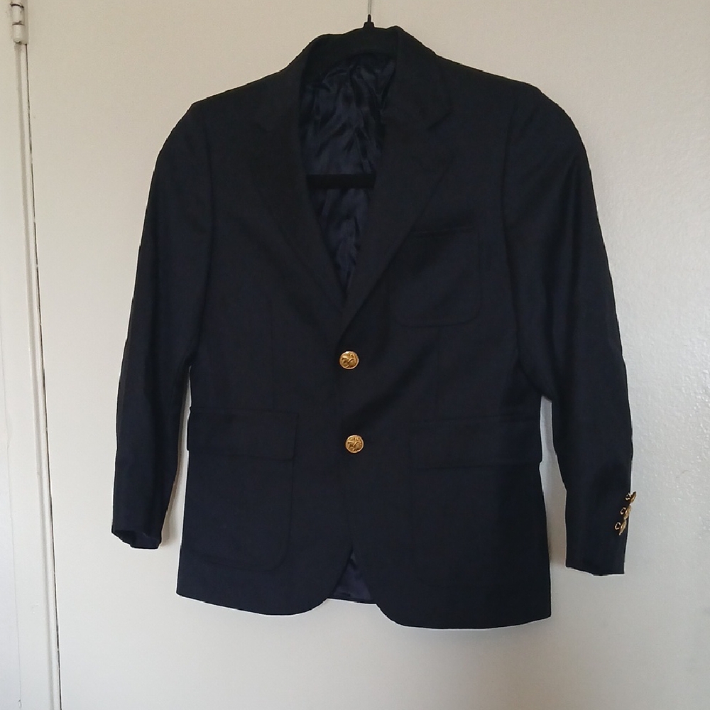 Ing Loro Piana Navy Blue Wool Boy's Blazer Size 10